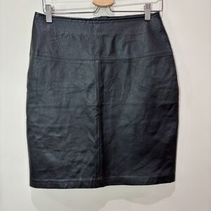 VTG Black Leather Pencil Skirt Women 8 Buttery Soft Career Moto Timeless Edgy